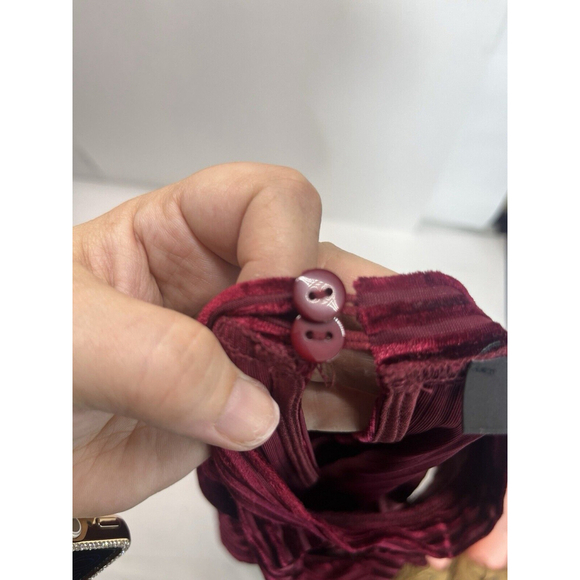 Lulus Womens Striped Cutout Burgundy Velvet Bustier Bodysuit Size Medium Balloon - Picture 7 of 15